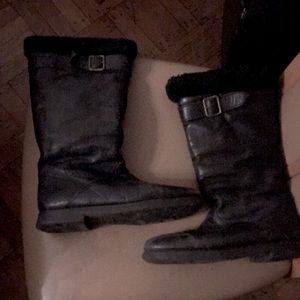 Italian black shearling boots 7,5